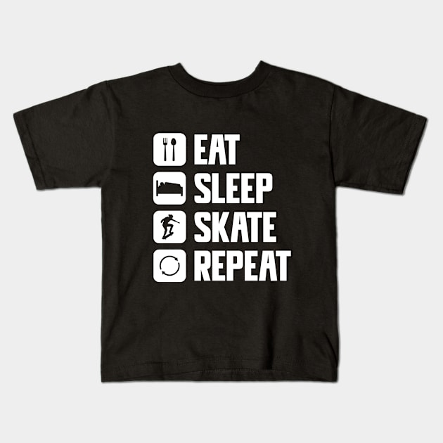 eat sleep skate repeat Kids T-Shirt by Doikindo